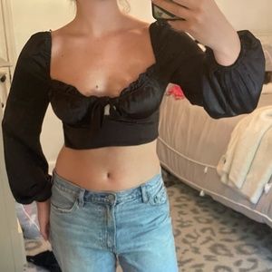 Princess Polly Black Satin Long Sleeve